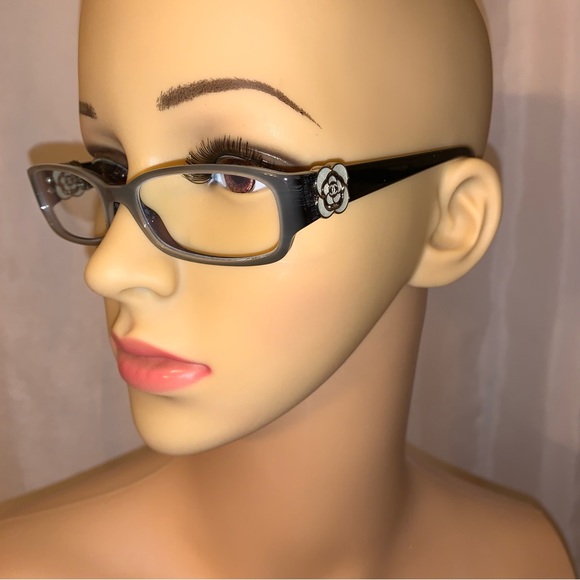 CHANEL two-tone Gray/Black NARROW Rx eyeglass FRAMES w/clamshell case - Picture 11 of 13